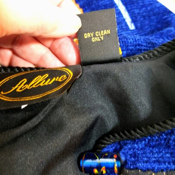 Allure chenille glass button embrd applq jacket M - Picture 12 of 12